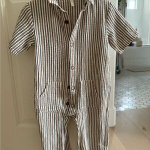 Rylee + Cru Striped One Piece - Blue and Brown for boys